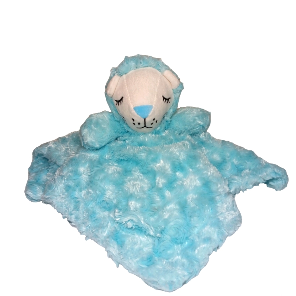 Lion blue lovey security baby blanket. Soft to touch 100% polyester